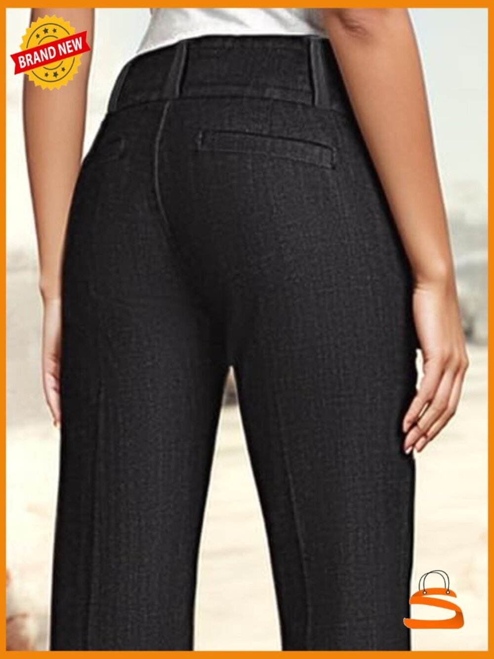Bootcut Dress Pants Mid Rise Double Button Work Slacks - Picture 5 of 6